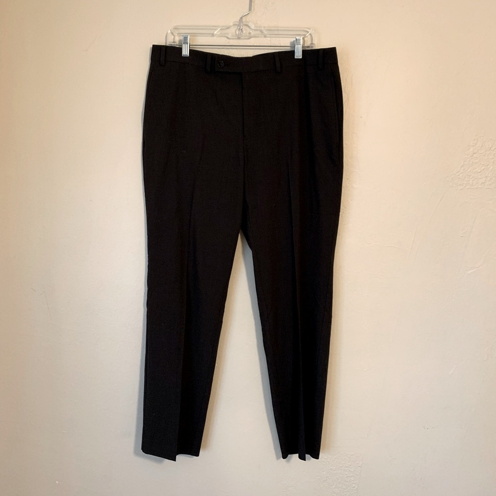 Dark grey dress pants.